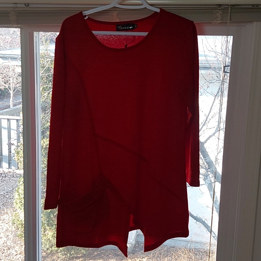 Long red dress shirt